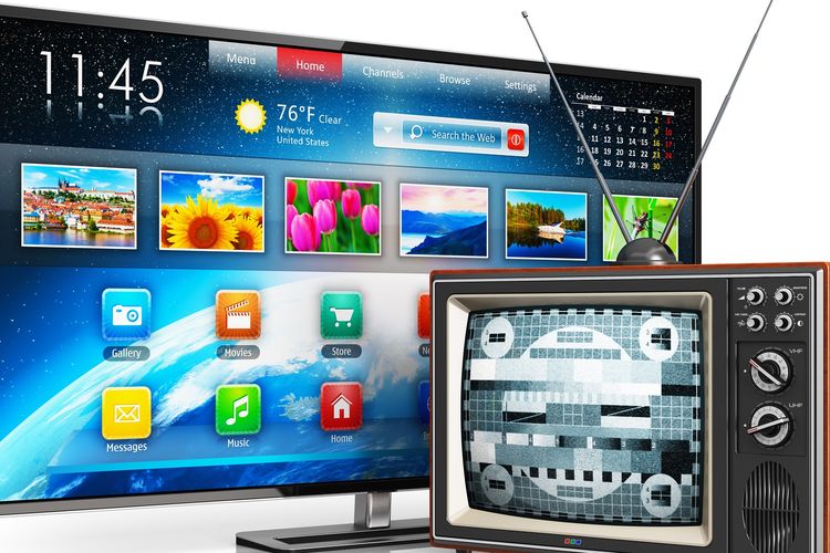 Ilustrasi tv analog dan tv digital(Shutterstock)