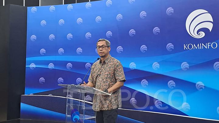 Dirjen Informasi dan Komunikasi Publik (IKP) Kominfo, Usman Kansong, dalam acara konferensi pers "Dukungan Kesiapan Kominfo pada ASEAN Summit 2023 di Media Center Kominfo, Jumat, 24 Maret 2023. TEMPO/Riri Rahayu